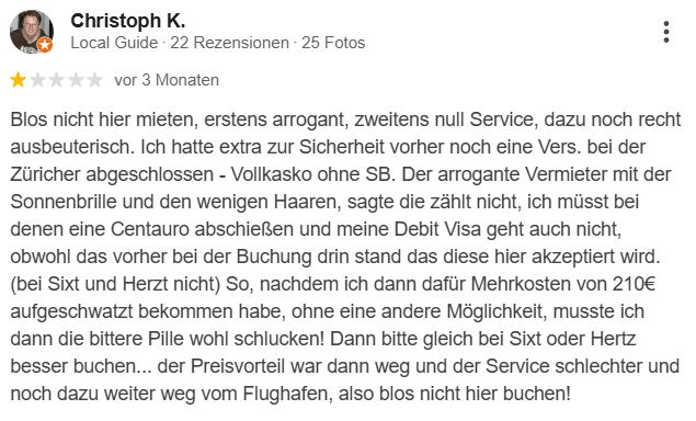 Centauro Google-Bewertung 1