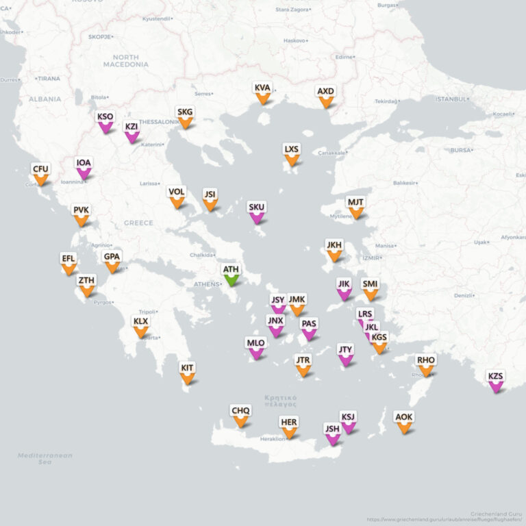 Flughäfen Griechenland Karte